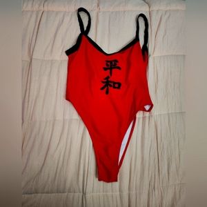 Current Mood Making Peace One Piece Red Swimsuit Size Large